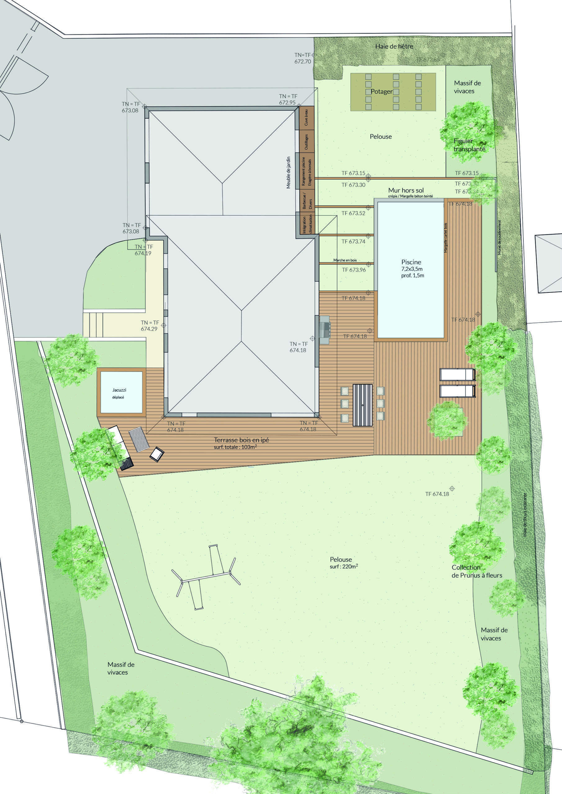 Echo-jardin privé-aménagement-terrasse-piscine-plantation