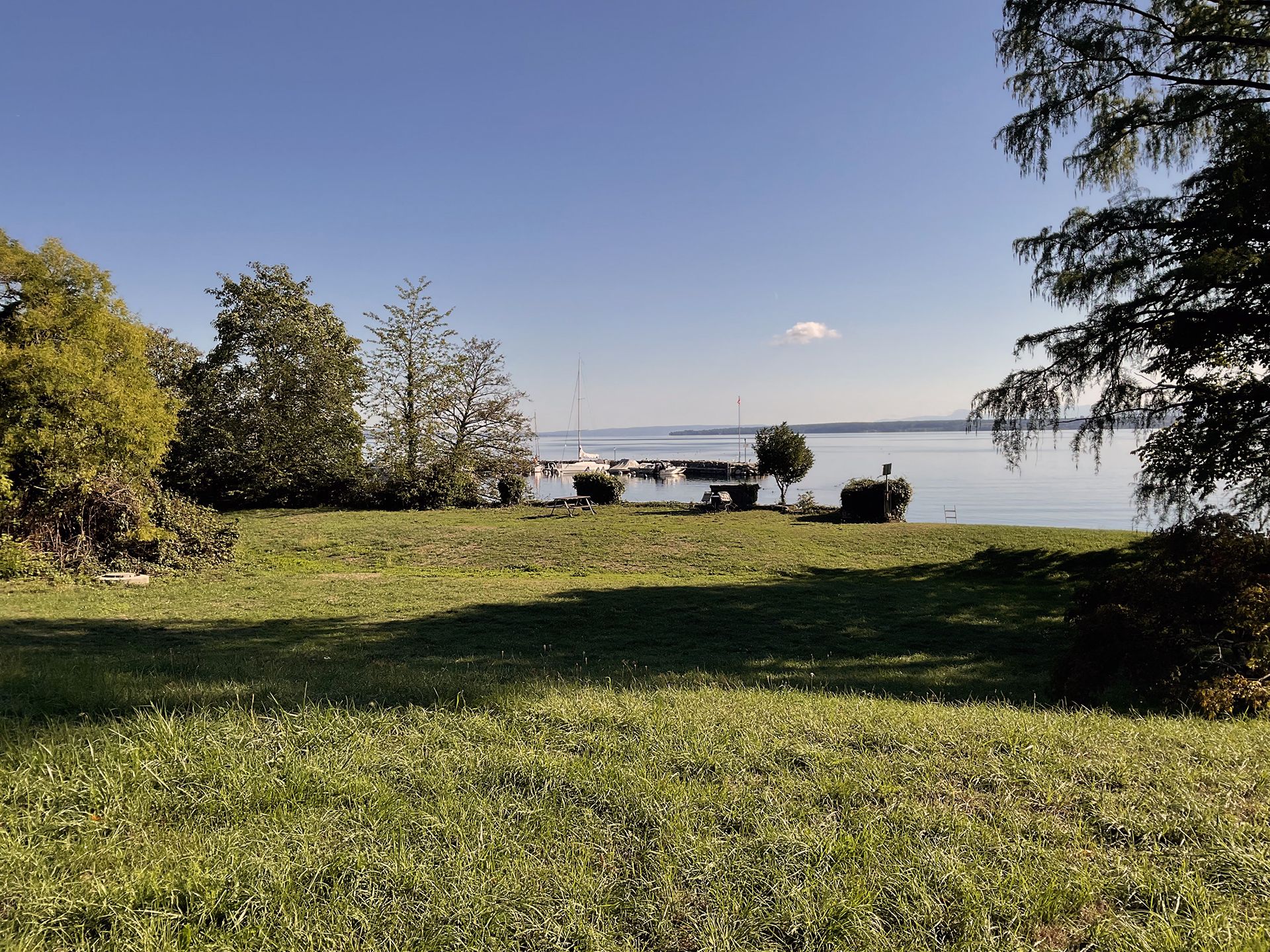 Paysage-espace public-rive-lac Léman-parc-végétation-eau-parc domaine de Fleur d'Eau